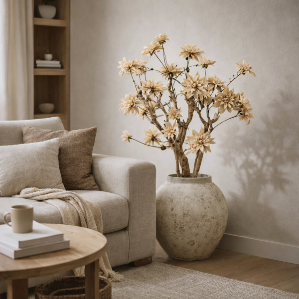 Dahlia Art Tree Beige #1 (Inclusief vaas)